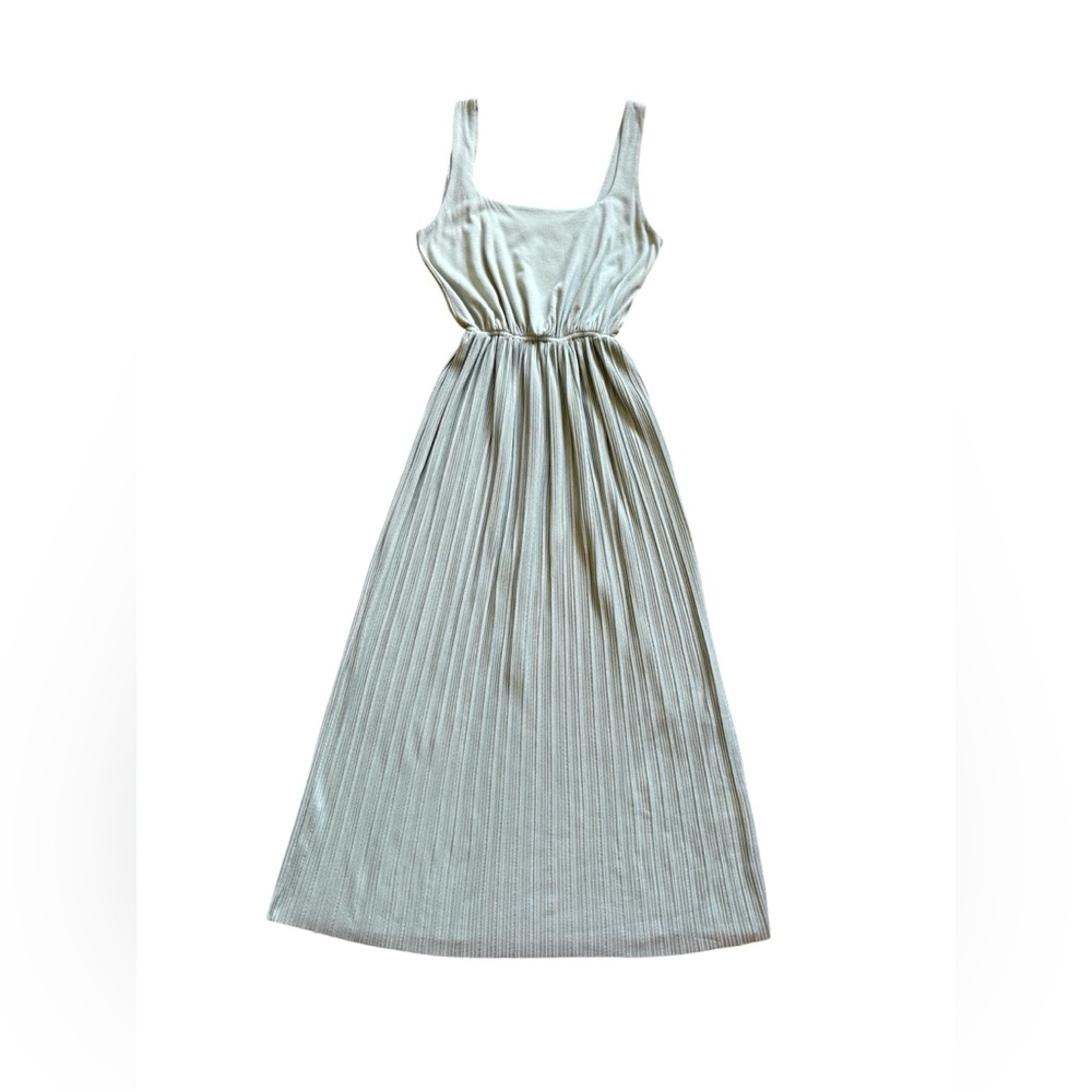 New Oak+Fort women's pleaded sleeveless midi summer dress light green size S - Picture 2 of 9